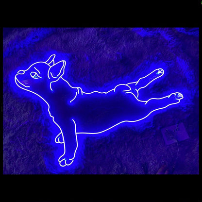 Blue Lying French Bull Dog Led Neon Sign For Home Pet Cafe Decor | Shineneon