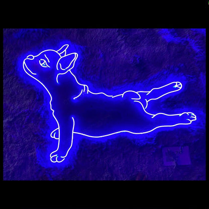 Blue Lying French Bull Dog Led Neon Sign For Home Pet Cafe Decor | Shineneon