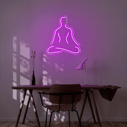 Blue Meditating Silhouette Led Neon Sign For Serene Study Decor | Shineneon