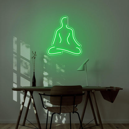 Blue Meditating Silhouette Led Neon Sign For Serene Study Decor | Shineneon