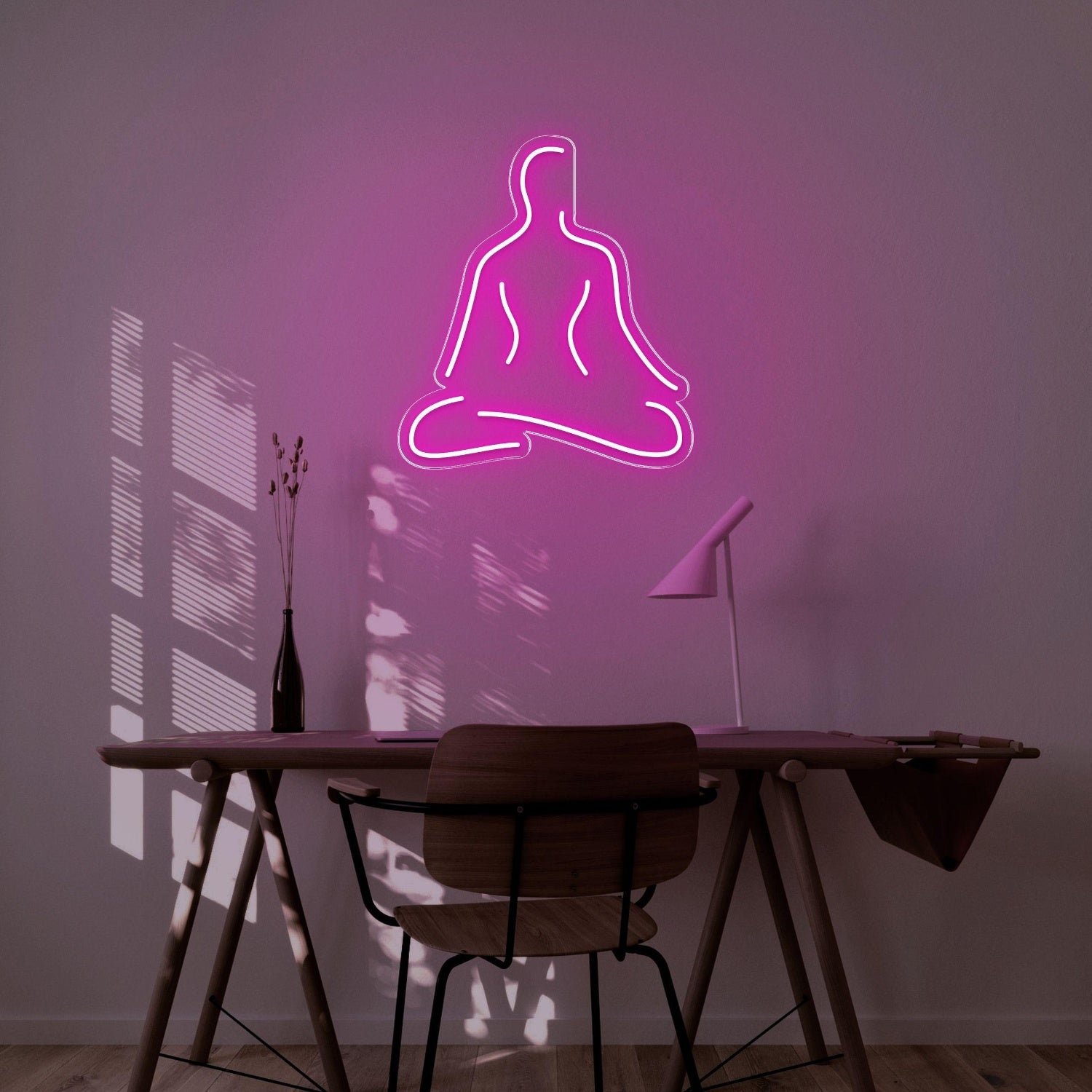 Blue Meditating Silhouette Led Neon Sign For Serene Study Decor | Shineneon
