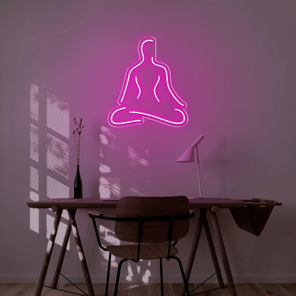 Blue Meditating Silhouette Led Neon Sign For Serene Study Decor | Shineneon