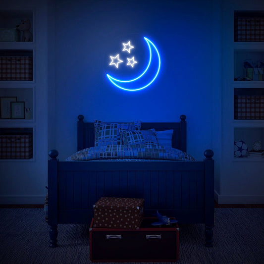 Blue Moon And Stars Led Sign Business Neon Sign