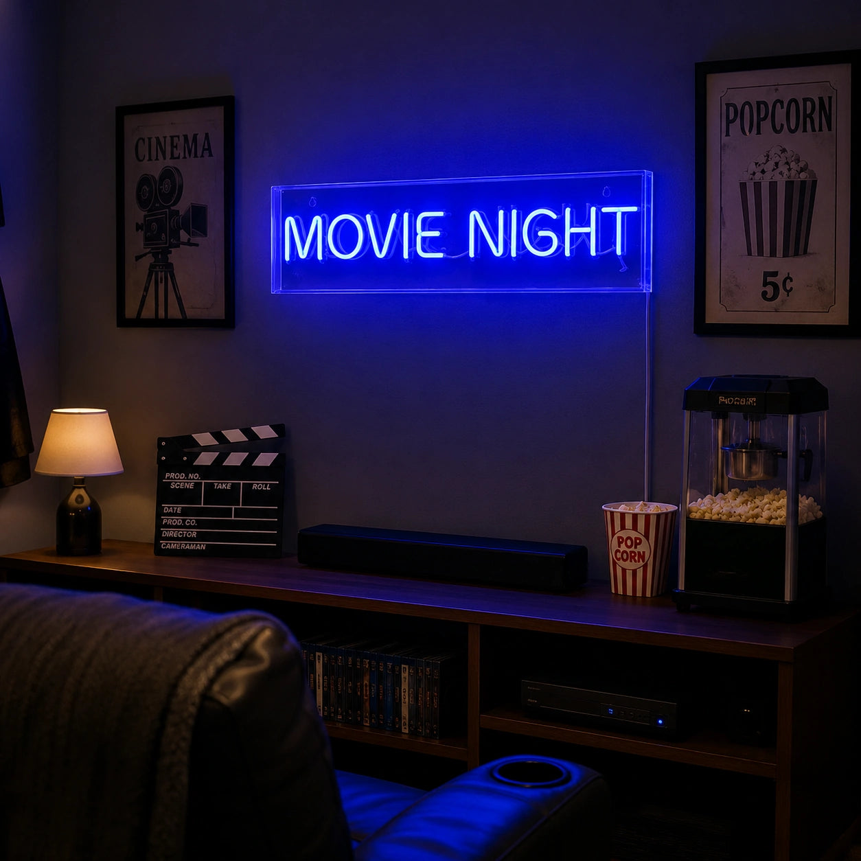 Blue Movie Night Neon Sign LED Neon Sign real lifestyle scene