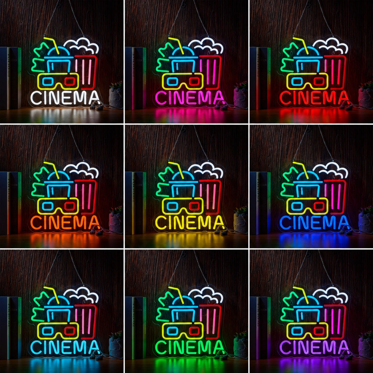 Blue Movie Room Neon Sign LED Neon Sign color grid