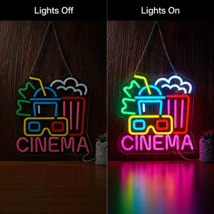 Blue Movie Room Neon Sign LED Neon Sign day and night comparison