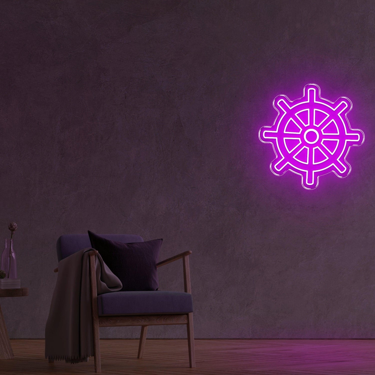 Blue Nautical Wheel Led Neon Sign For Modern Interior And Marine Theme Decor | Shineneon