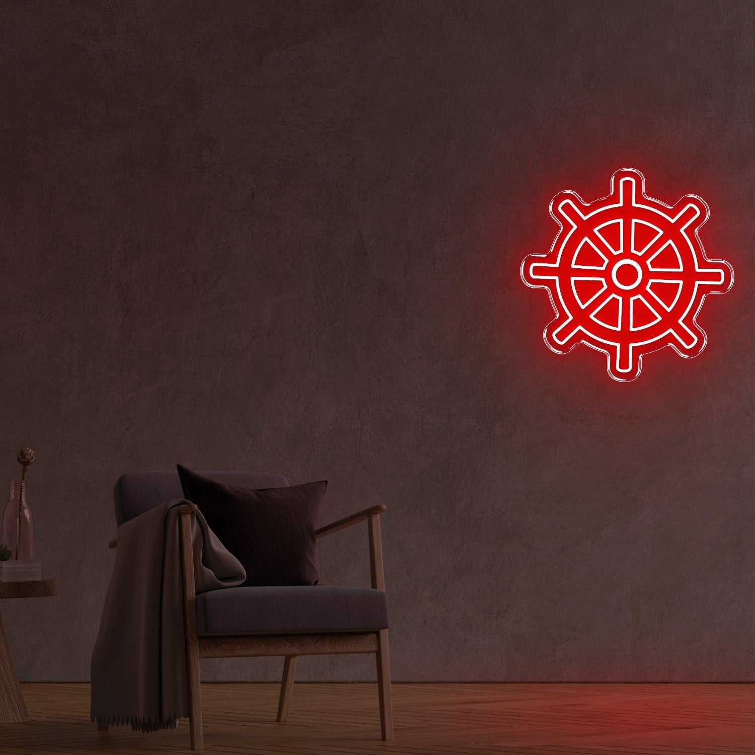 Blue Nautical Wheel Led Neon Sign For Modern Interior And Marine Theme Decor | Shineneon