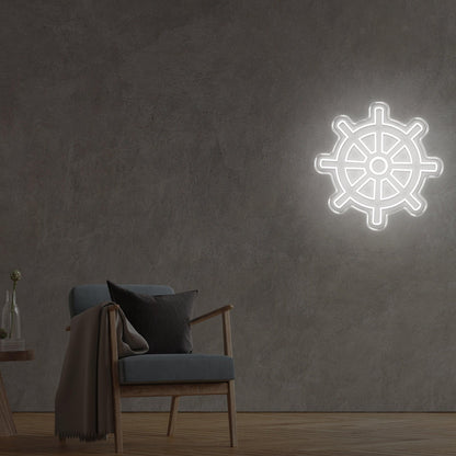 Blue Nautical Wheel Led Neon Sign For Modern Interior And Marine Theme Decor | Shineneon