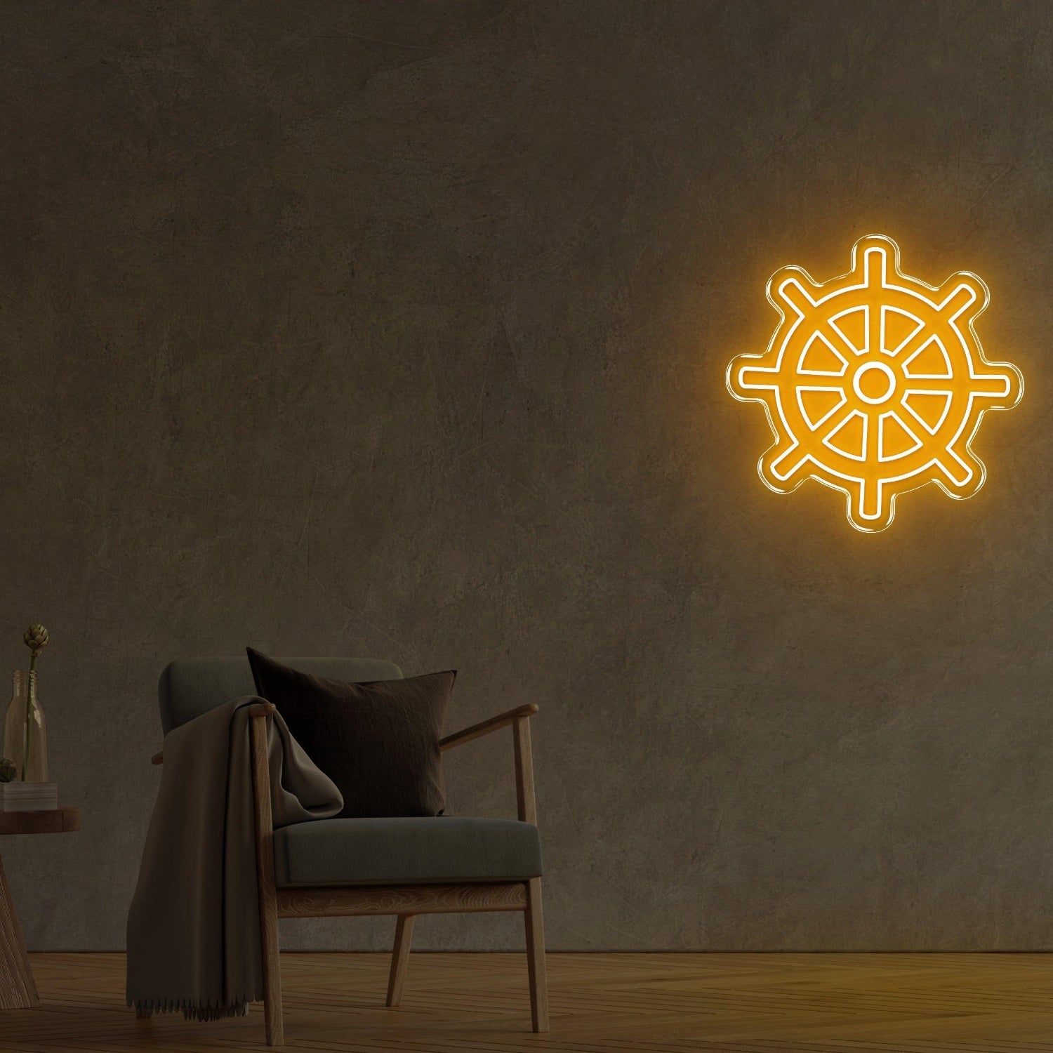 Blue Nautical Wheel Led Neon Sign For Modern Interior And Marine Theme Decor | Shineneon