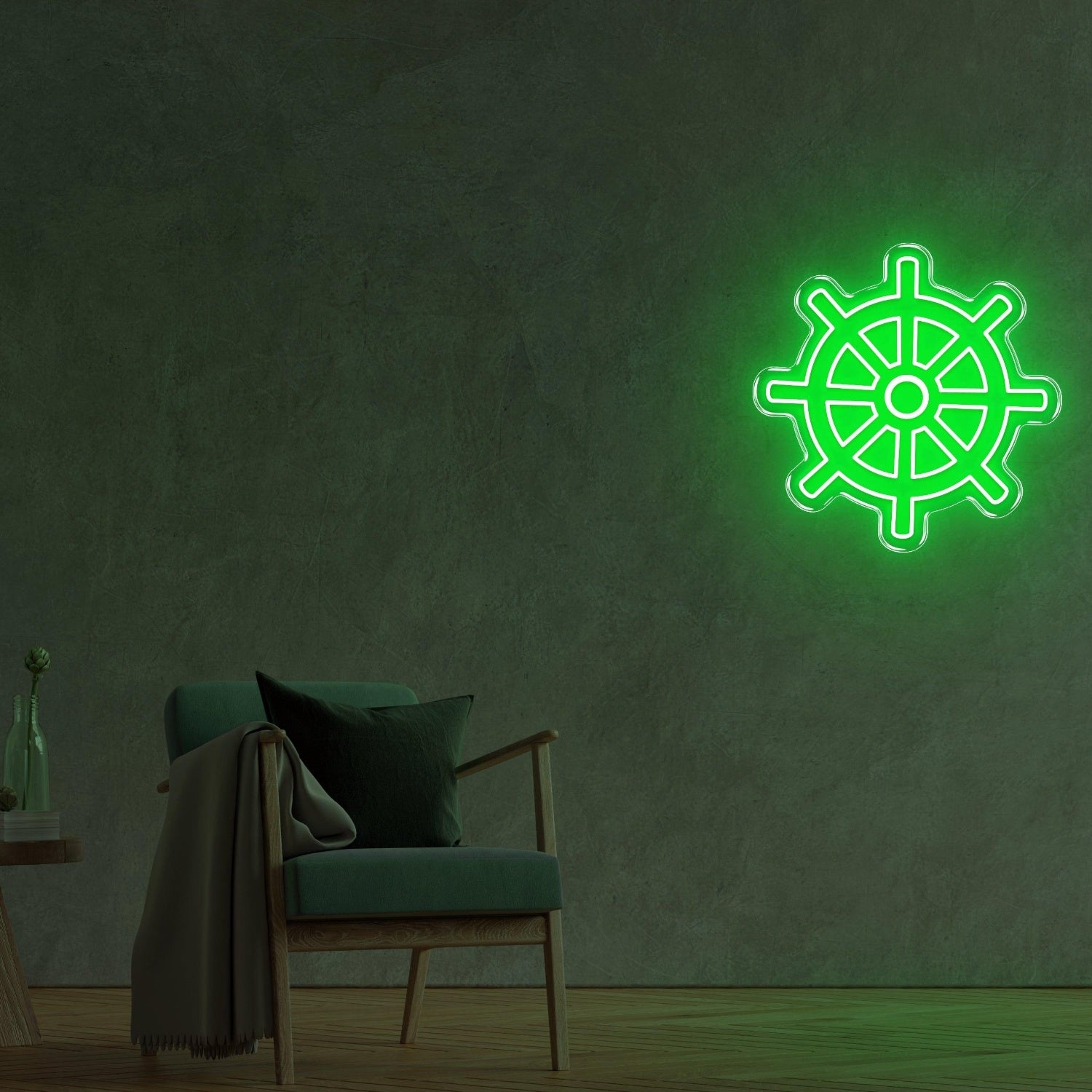 Blue Nautical Wheel Led Neon Sign For Modern Interior And Marine Theme Decor | Shineneon