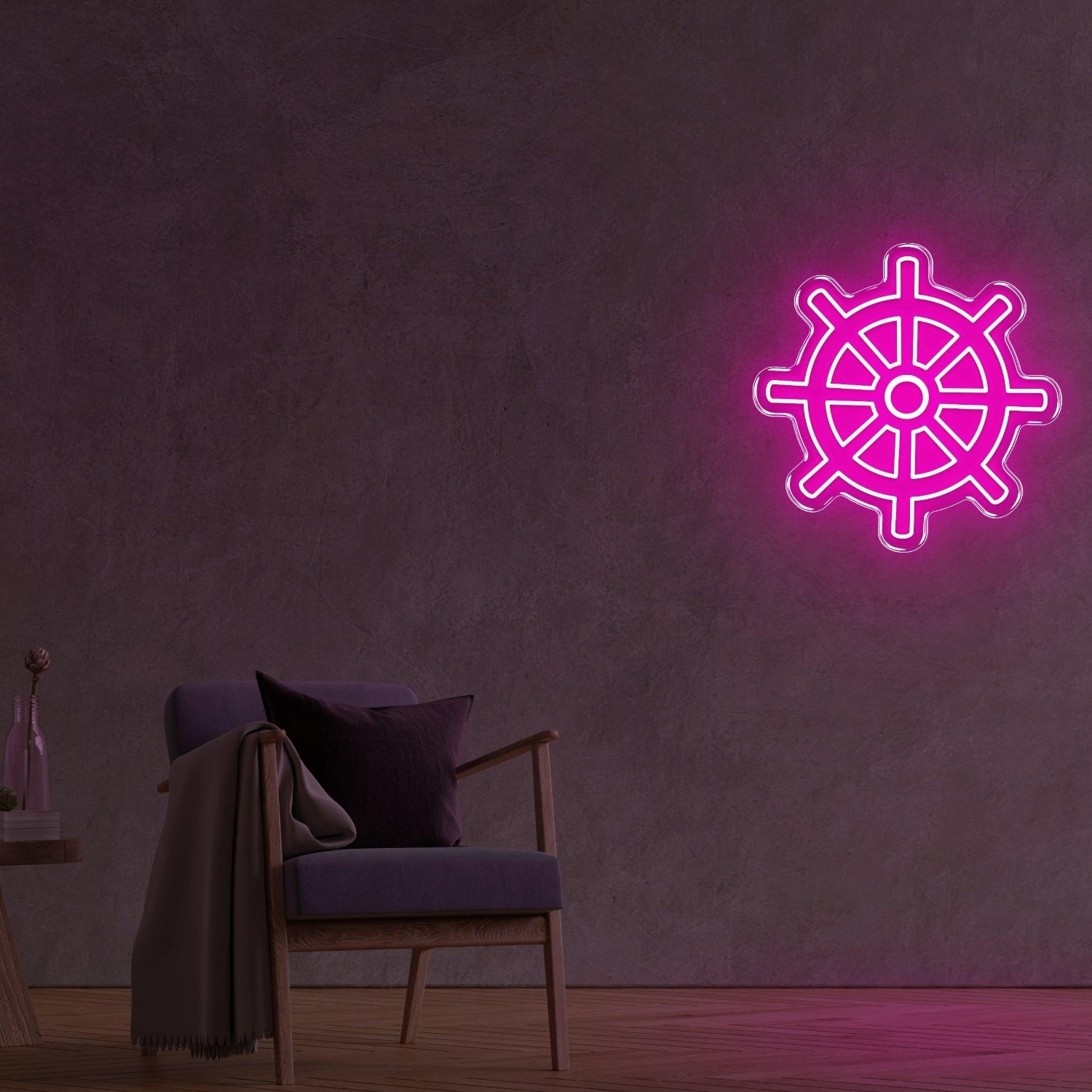 Blue Nautical Wheel Led Neon Sign For Modern Interior And Marine Theme Decor | Shineneon