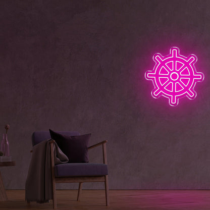 Blue Nautical Wheel Led Neon Sign For Modern Interior And Marine Theme Decor | Shineneon