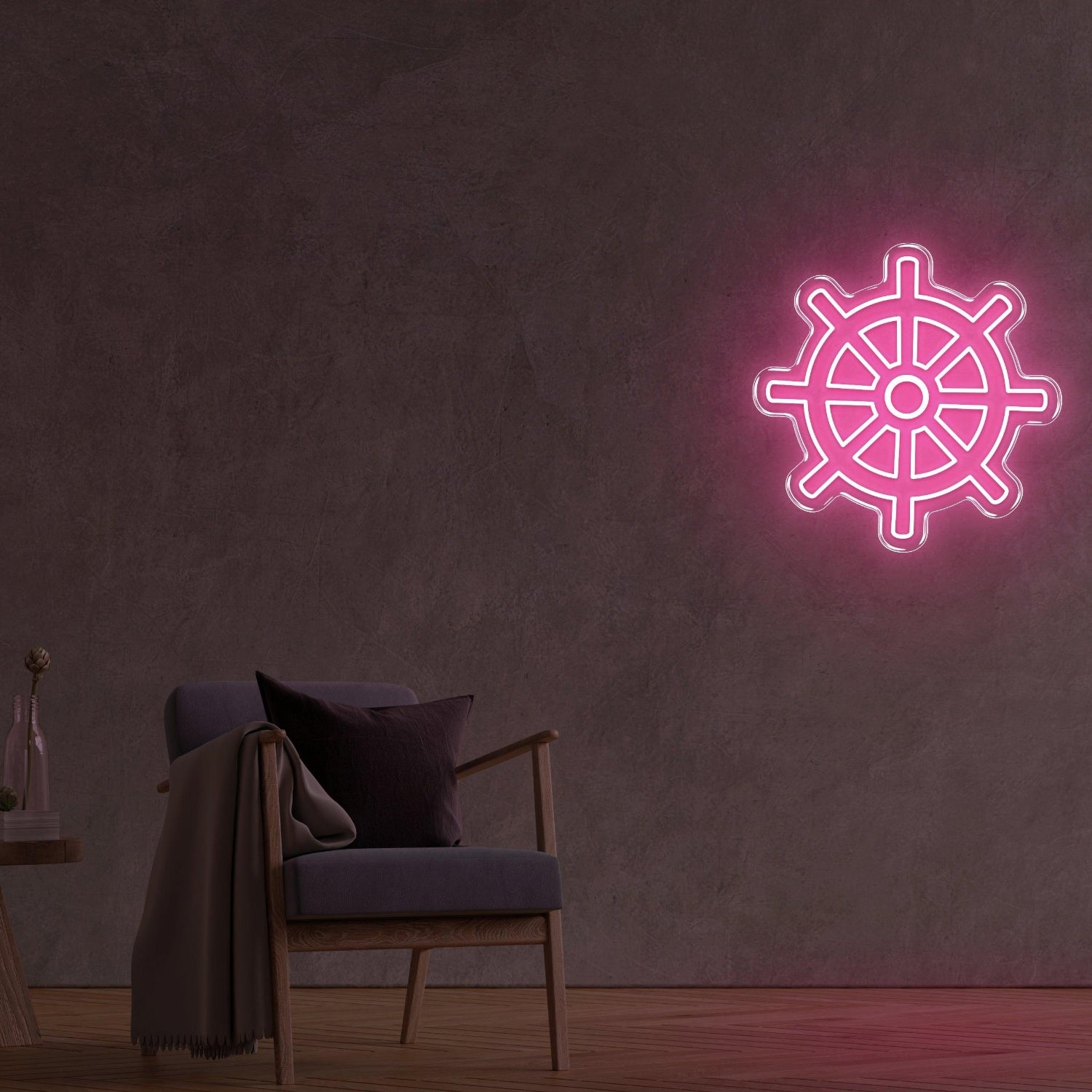 Blue Nautical Wheel Led Neon Sign For Modern Interior And Marine Theme Decor | Shineneon