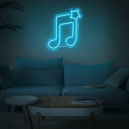 Blue Note And Star Led Neon Sign For Music Studio Home Decor | Shineneon