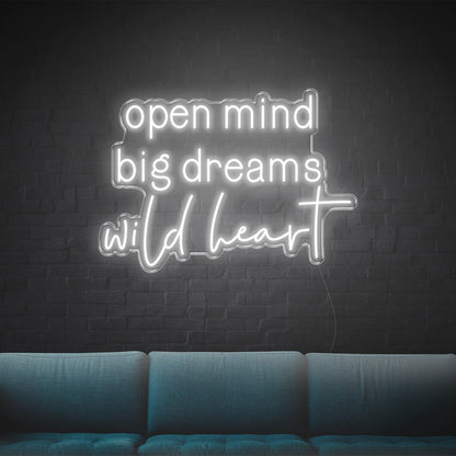 Blue Open Mind Big Dreams Wild Heart Led Neon Sign For Indoor Wall Decor | Shineneon