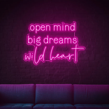Blue Open Mind Big Dreams Wild Heart Led Neon Sign For Indoor Wall Decor | Shineneon