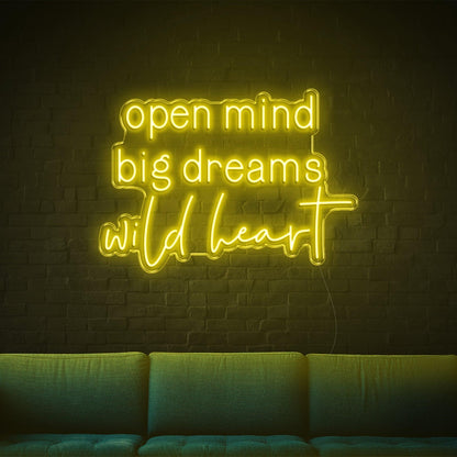 Blue Open Mind Big Dreams Wild Heart Led Neon Sign For Indoor Wall Decor | Shineneon