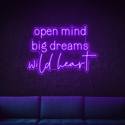 Blue Open Mind Big Dreams Wild Heart Led Neon Sign For Indoor Wall Decor | Shineneon