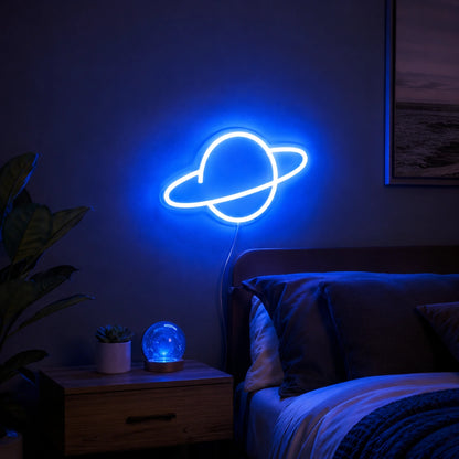 Blue Orbit Planet Neon Sign LED Neon Sign real lifestyle scene