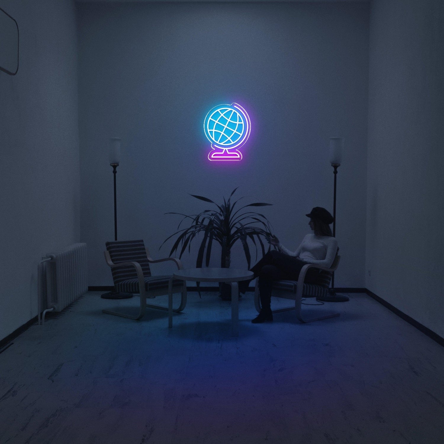 Blue-Pink Globe Led Neon Sign For Modern Home Office Wall Decor | Shineneon