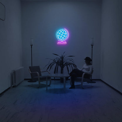 Blue-Pink Globe Led Neon Sign For Modern Home Office Wall Decor | Shineneon