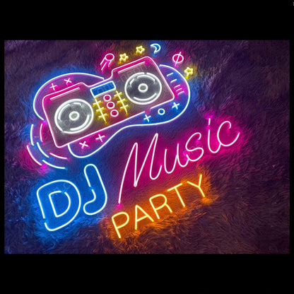 Blue Pink Yellow Dj Music Party Led Neon Sign For Nightclub Bar Decor | Shineneon