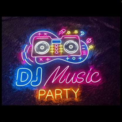 Blue Pink Yellow Dj Music Party Led Neon Sign For Nightclub Bar Decor | Shineneon