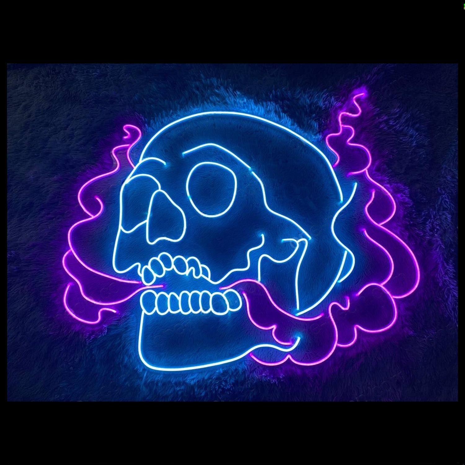 Blue Purple Devil Skull Led Neon Sign For Gothic Bar Halloween Party Decor | Shineneon
