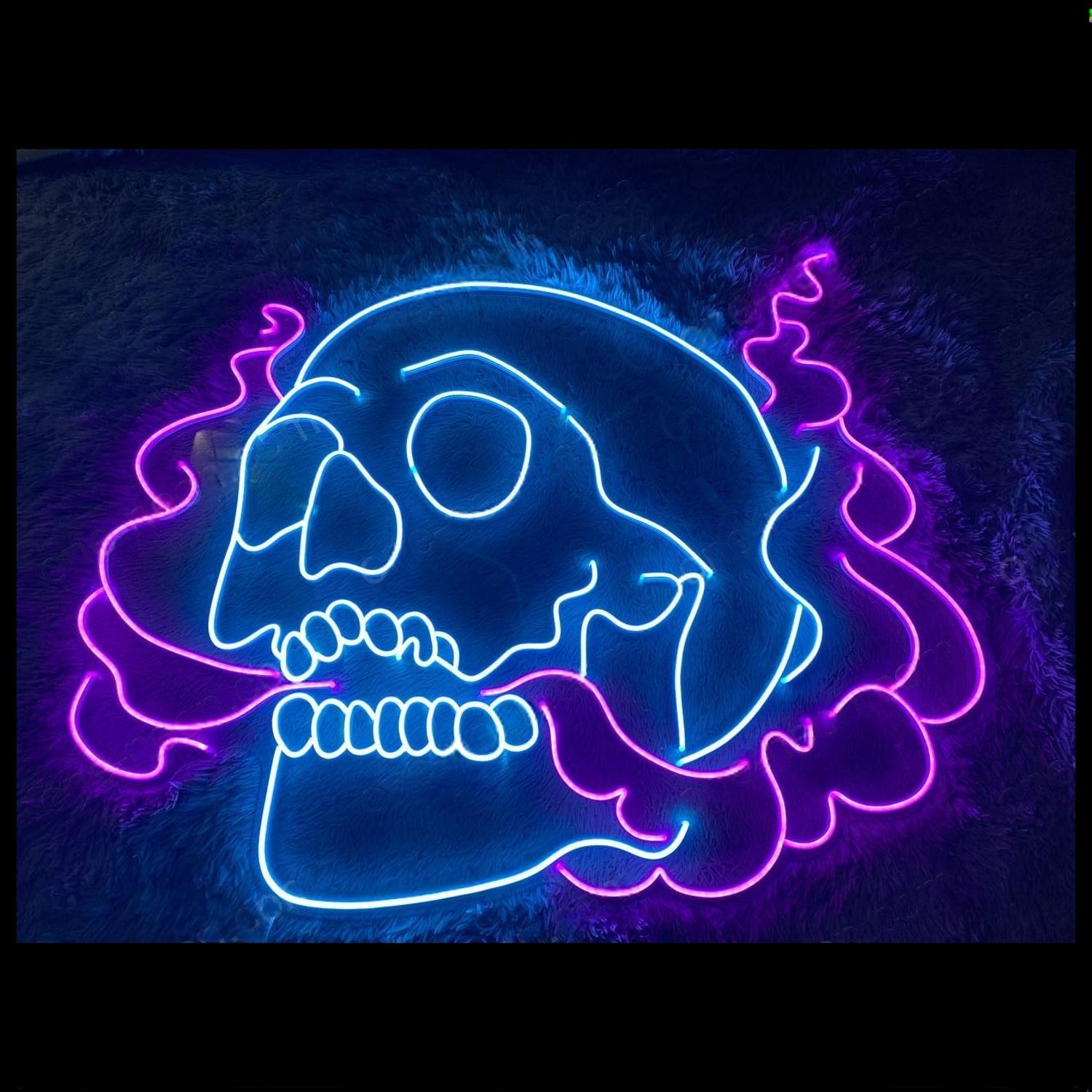 Blue Purple Devil Skull Led Neon Sign For Gothic Bar Halloween Party Decor | Shineneon