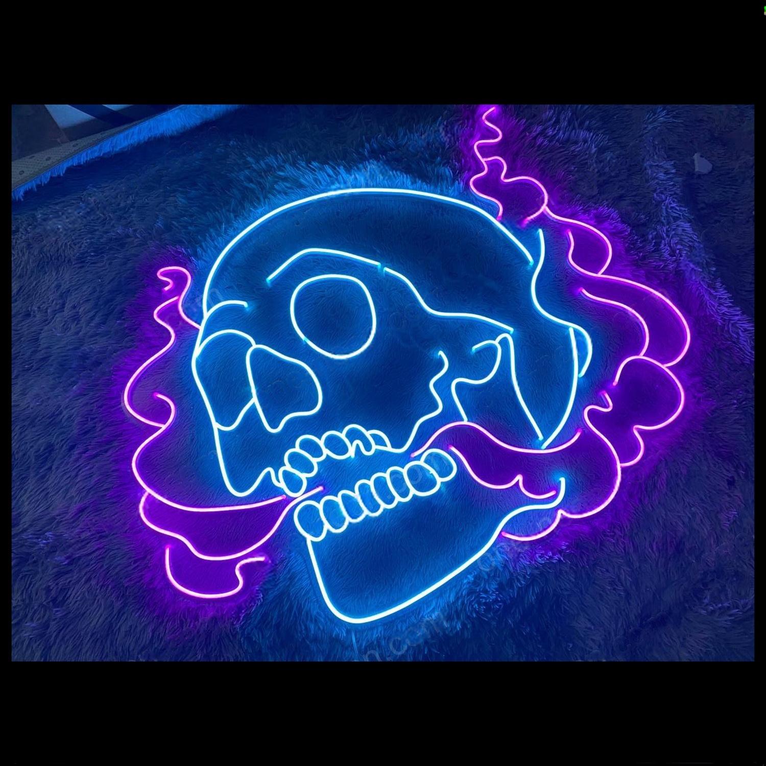 Blue Purple Devil Skull Led Neon Sign For Gothic Bar Halloween Party Decor | Shineneon
