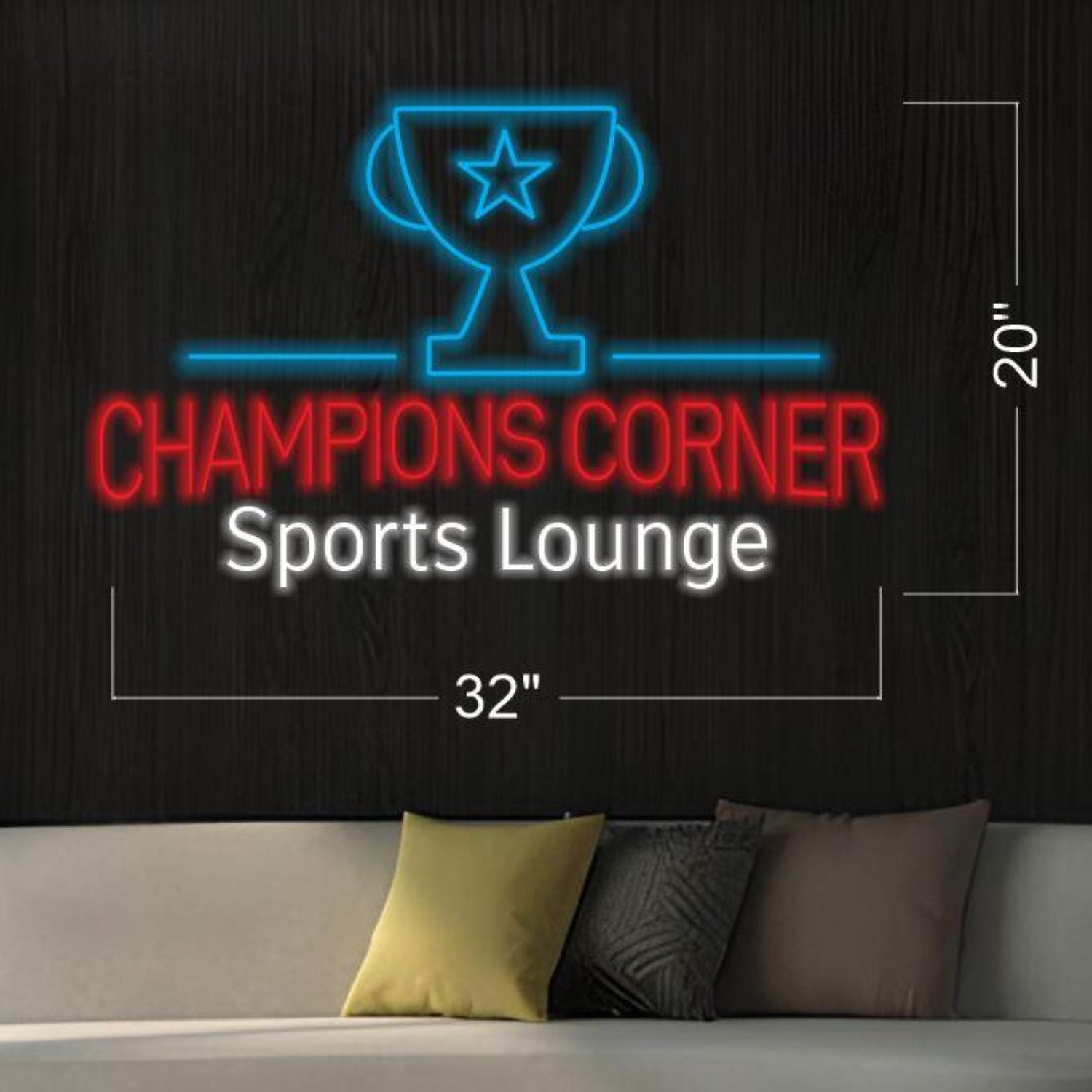 Blue-Red-White Champions Corner Sports Lounge Led Neon Sign For Sports Bar Decor | Shineneon
