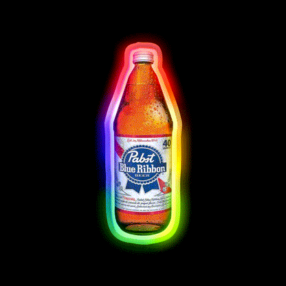 Blue Ribbon 40Oz Beer Bar Decor Led Neon Sign Rgb Color