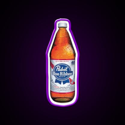 Blue Ribbon 40Oz Beer Bar Decor Led Neon Sign Rgb Color