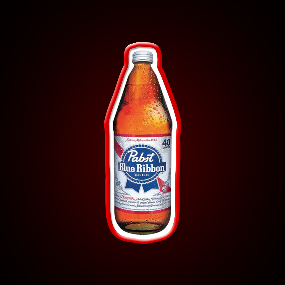 Blue Ribbon 40Oz Beer Bar Decor Led Neon Sign Rgb Color