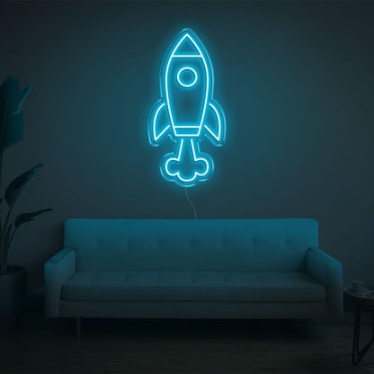 Blue Rocketship Led Neon Sign For Kids Room Home Decor | Shineneon
