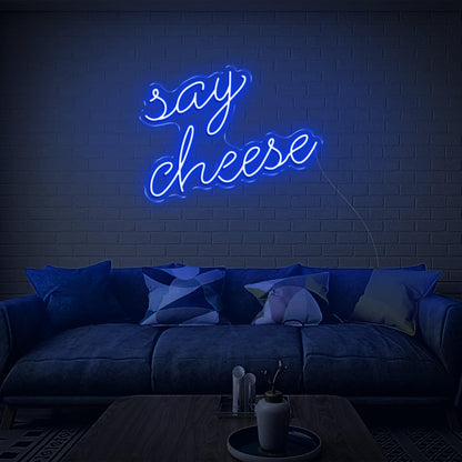Blue Say Cheese Led Neon Sign For Living Room Home Wall Art | Shineneon