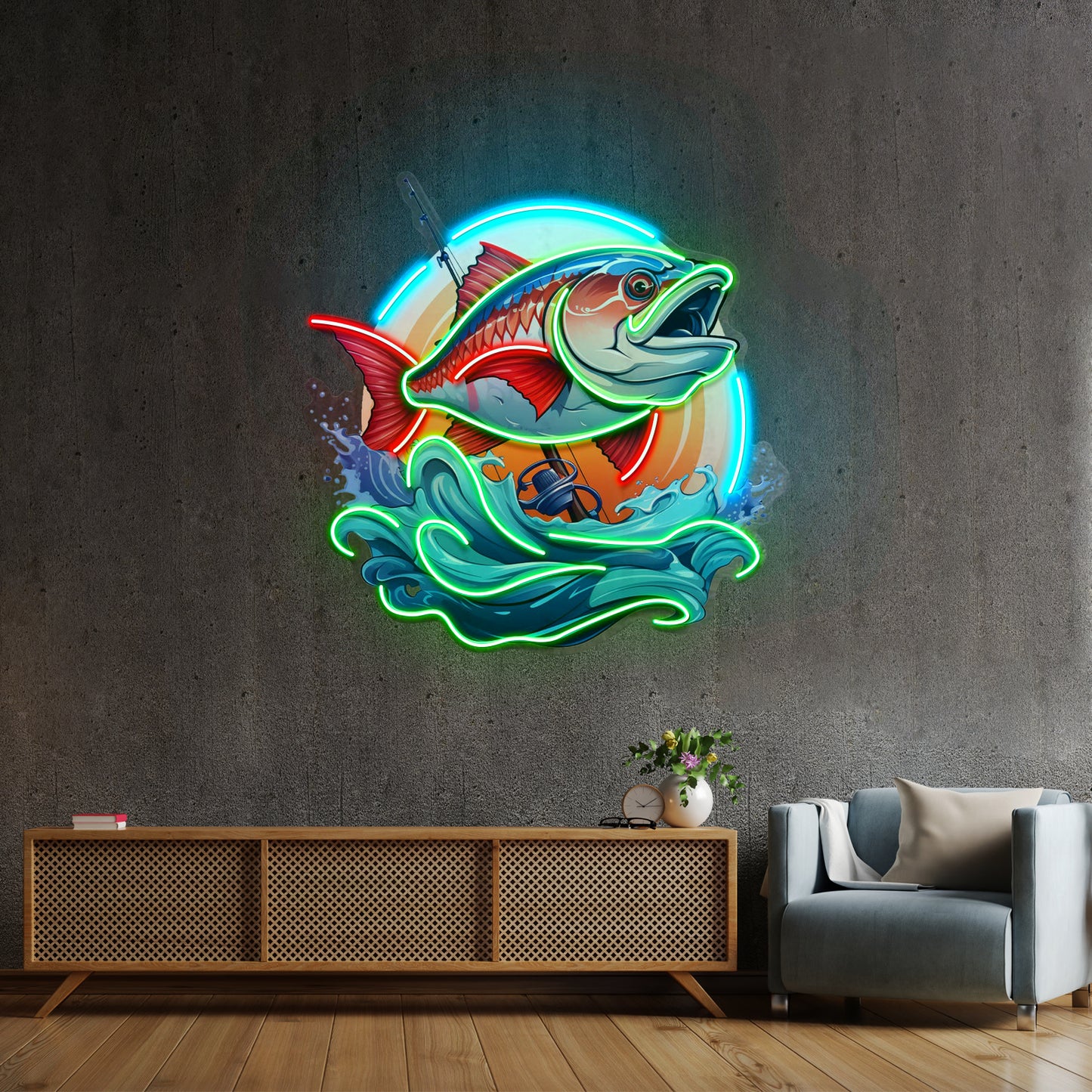 Blue Sea Fish Led Neon Sign Light Custom Led Signs