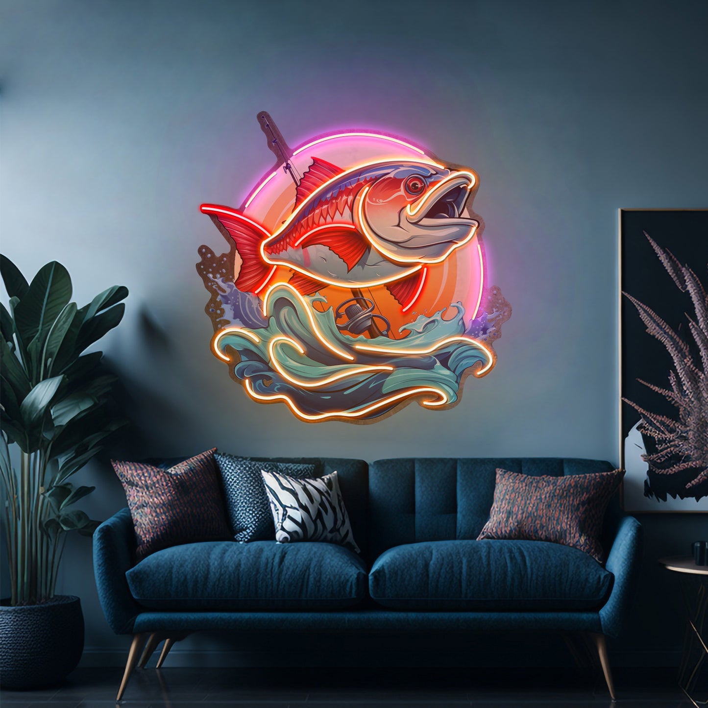 Blue Sea Fish Led Neon Sign Light Custom Led Signs