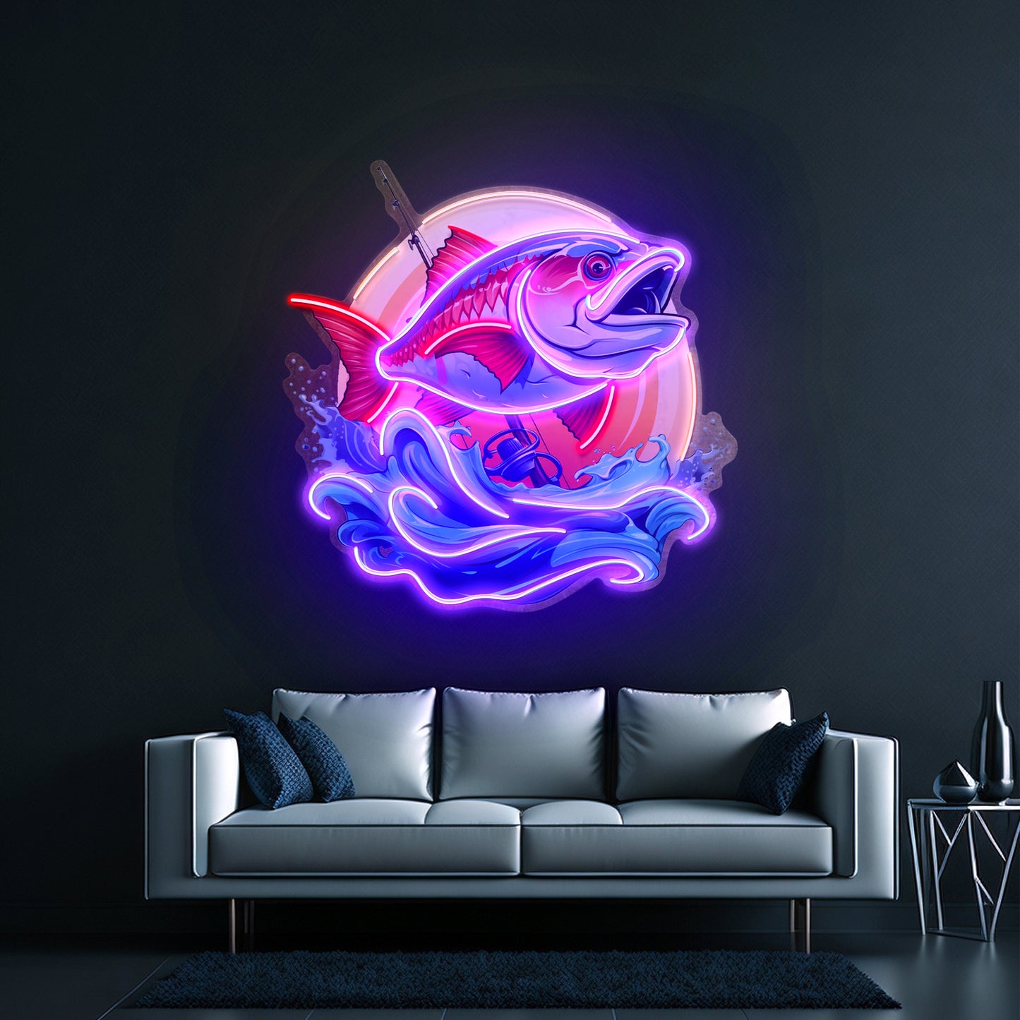 Blue Sea Fish Led Neon Sign Light Custom Led Signs