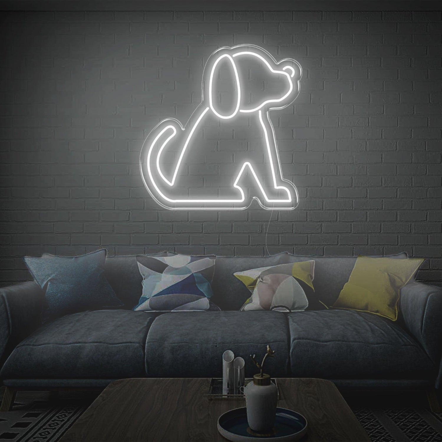 Blue Sitting Puppy Led Neon Sign For Indoor Wall Art | Shineneon