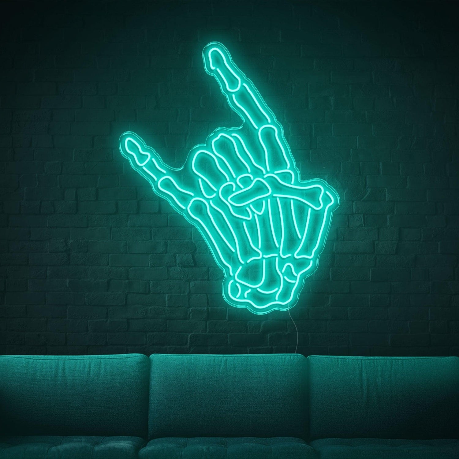 Blue Skull Rock Hand Gesture Led Neon Sign For Home Bar Music Studio Decor | Shineneon