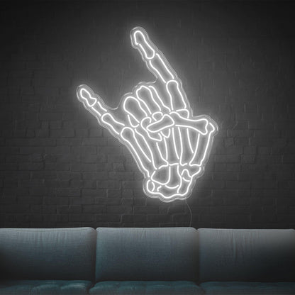 Blue Skull Rock Hand Gesture Led Neon Sign For Home Bar Music Studio Decor | Shineneon