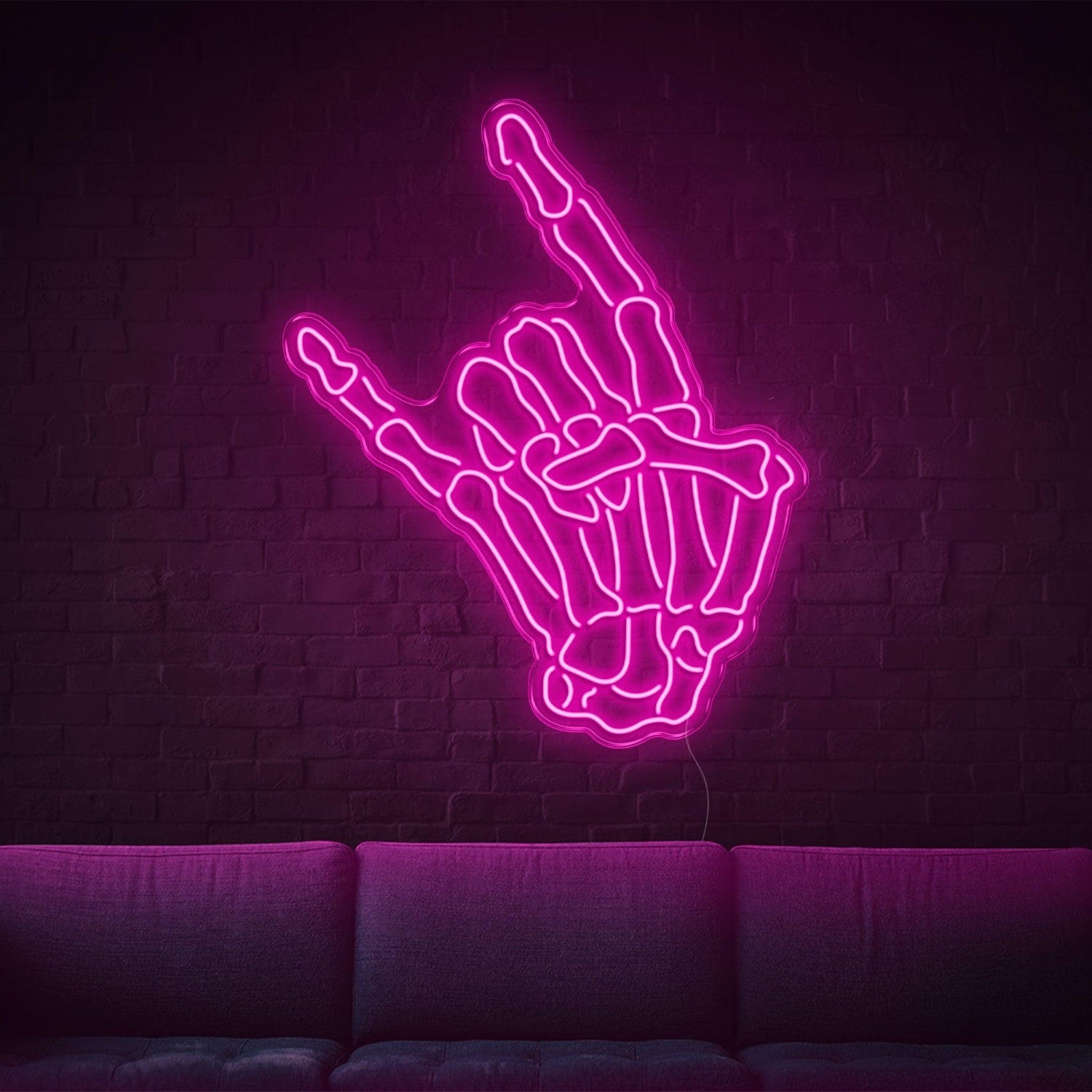 Blue Skull Rock Hand Gesture Led Neon Sign For Home Bar Music Studio Decor | Shineneon