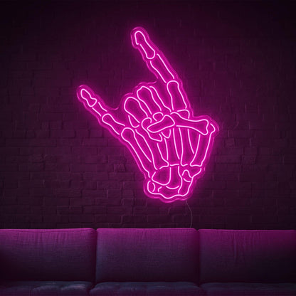 Blue Skull Rock Hand Gesture Led Neon Sign For Home Bar Music Studio Decor | Shineneon