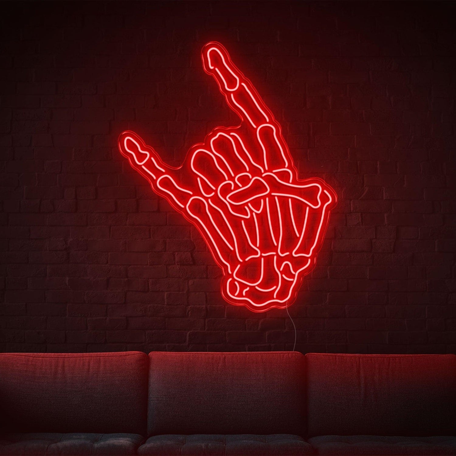 Blue Skull Rock Hand Gesture Led Neon Sign For Home Bar Music Studio Decor | Shineneon