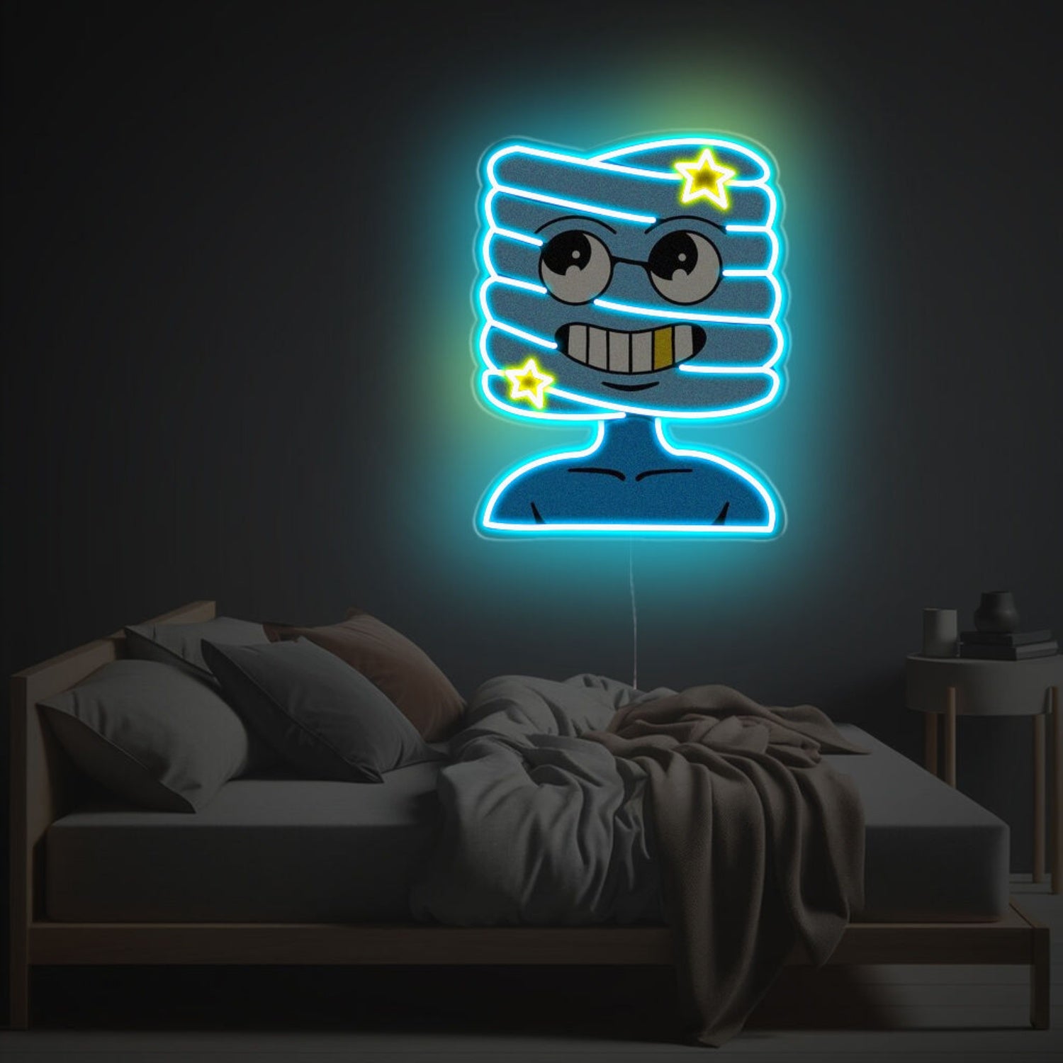 Blue Smily Guy Led Neon Acrylic Artwork | Shineneon