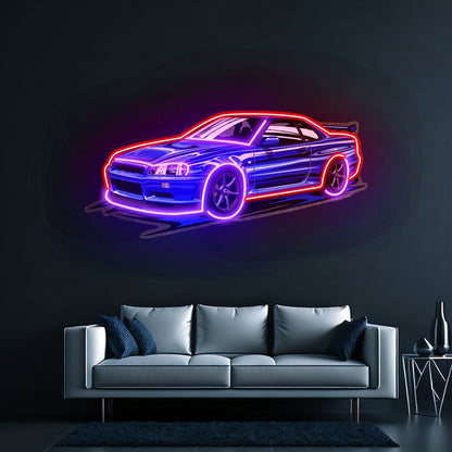 Blue Sport Car Led Neon Sign Light Custom Led Signs - Shineneon