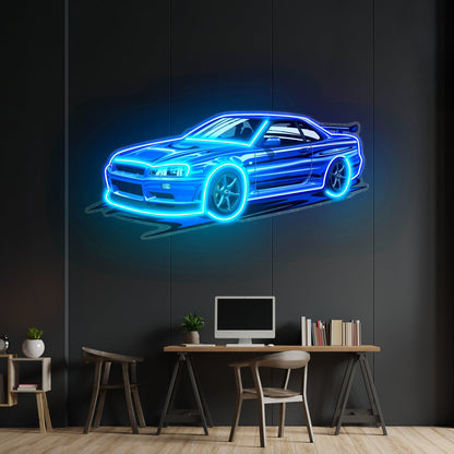 Blue Sport Car Led Neon Sign Light Custom Led Signs - Shineneon