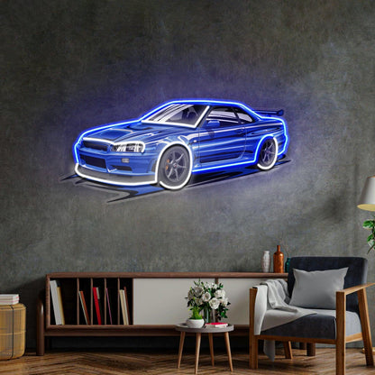 Blue Sport Car Uv Printed Led Neon Sign Light Pop Art | Shineneon